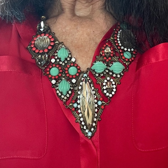 Stunning -  Anton Heunis - Coral, Crystal & Turquoise Necklace - Picture 1 of 7